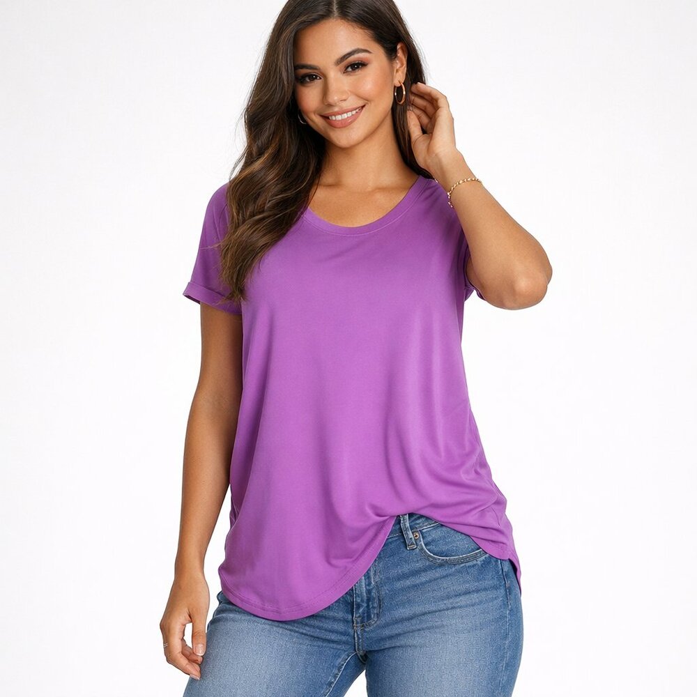 Joseph Ribkoff Purple Short Sleeve Blouse Top Size 10